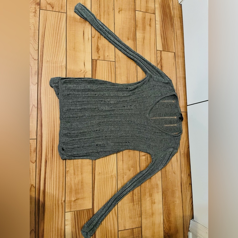 Guess Women's Glittery Green V-Neck Sweater